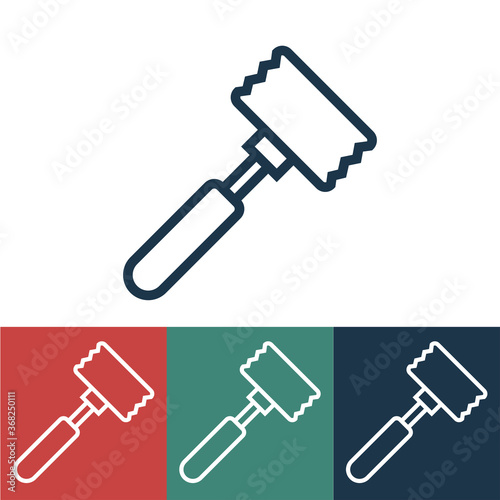 Linear vector icon with hammer for meat