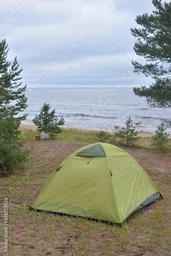 Camping tent by the sea.