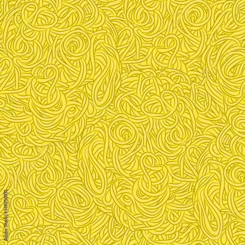 Seamless pattern of Spaghetti Pasta, Ramen noodles