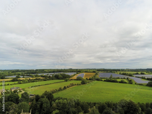 birdseye view English countryside solar panels