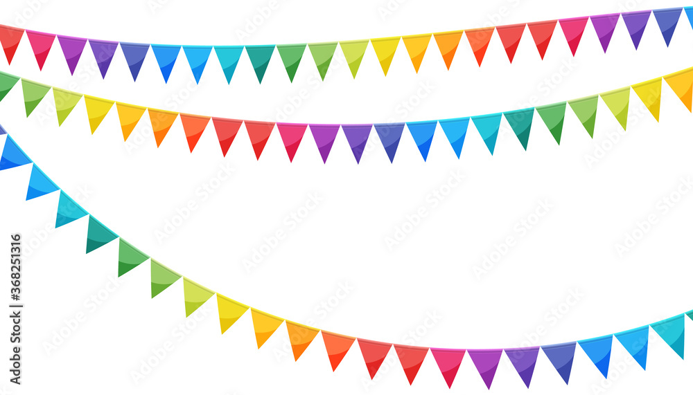 Paper bunting party flags isolated on white Paper bunting party flags isolated on white
