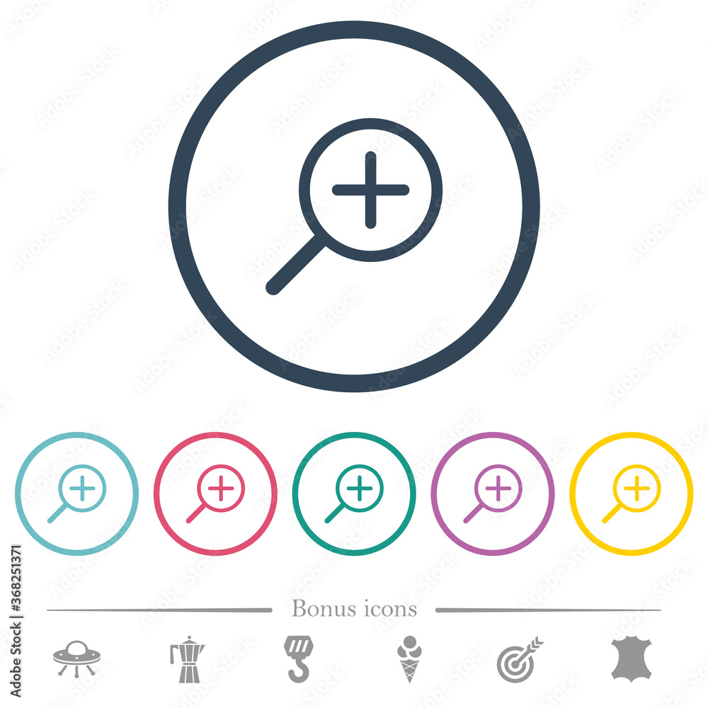 Zoom in flat color icons in round outlines Zoom in flat color icons in round outlines