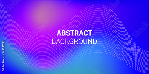 Web banner with digital abstract background with blue and purple colors and white waves.

