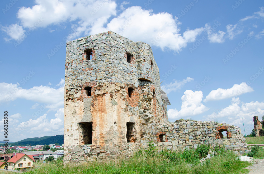 Ruins of Pnivskyi Castle in Nadvirna, Ukraine