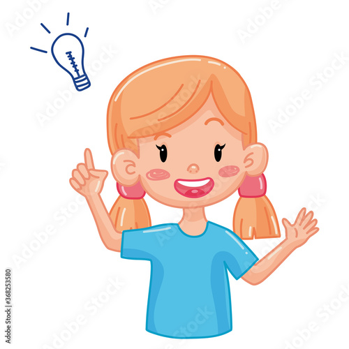 Kid girl with different emotions. Isolated illustration on white background. Vector. Cartoon. Flat. Face expression