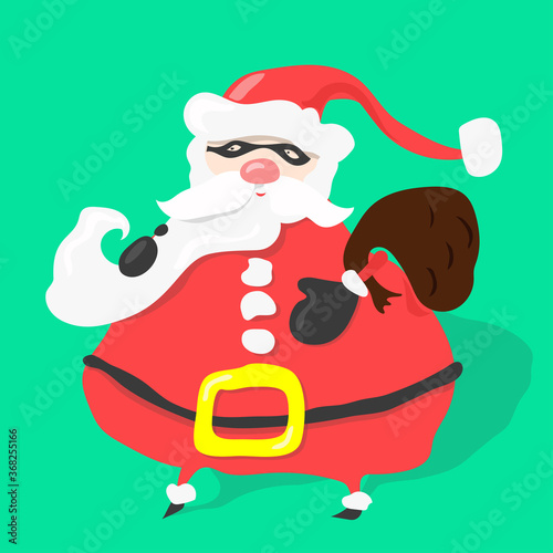 Cartoon bad Santa Claus thief mask with. Vector illustration.