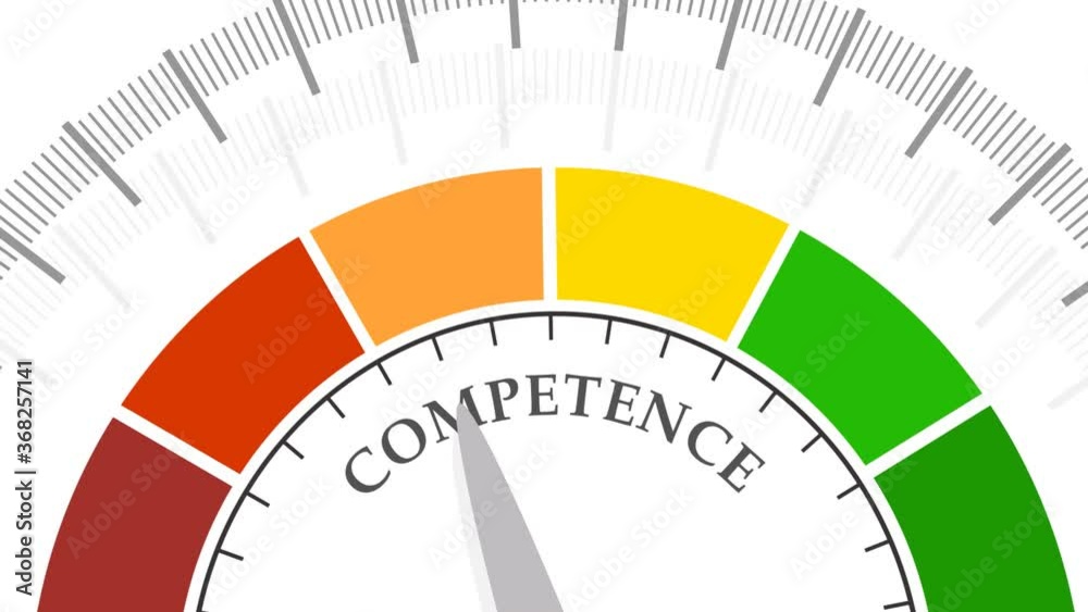 Competence level scale with arrow. The measuring device icon. Sign tachometer, speedometer, indicators. Infographic gauge element. Competence level scale with arrow. The measuring device icon. Sign tachometer, speedometer, indicators. Infographic gauge element.