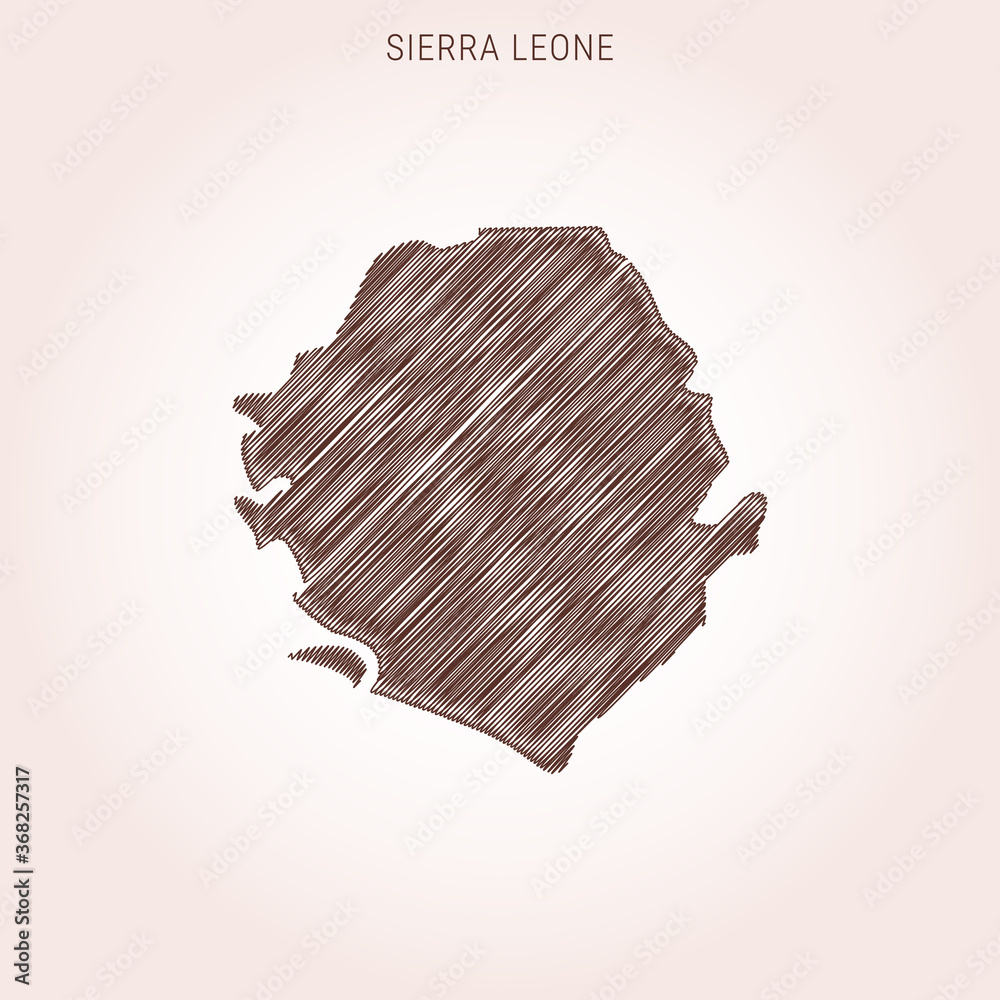 Scribble Map of Sierra Leone Design Template. Scribble Map of Sierra Leone Design Template.