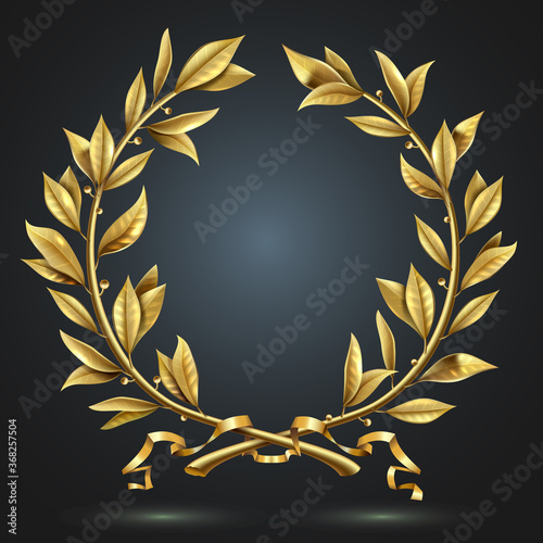 Golden realistic and vintage laurel wreath winner