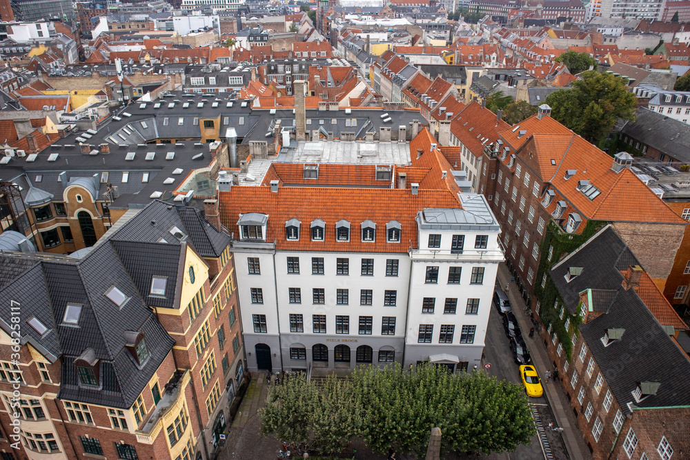 city, architecture, town, view, europe, roof, panorama, old, building, denmark, travel, cityscape, church, panoramic, house, danish, sky, copenhagen, , tower, tourism, landscape, red, urban, orange, r