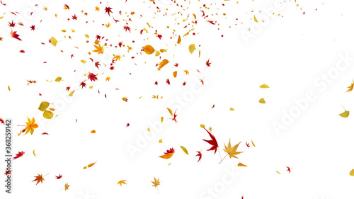 Autumn Flying leaves leaf 3D illustration background.