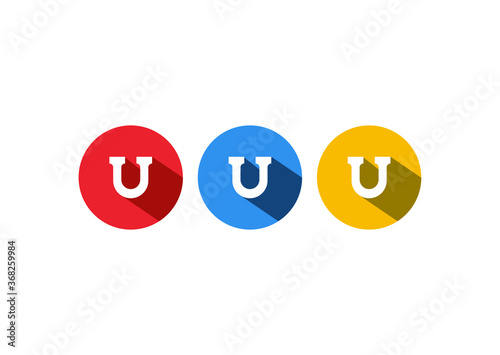 Initial Letter U App And Web Logo Icon Design, Flat Vector Illustration, Long Shadow Colorful Design Style.Icons Set.