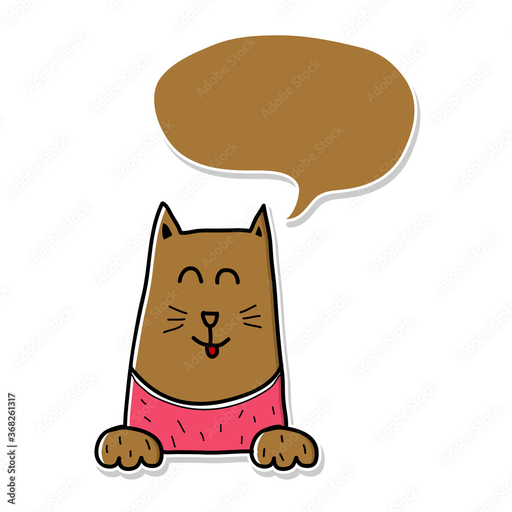 Obraz premium cute cat icon stickers with speech bubble vector illustration