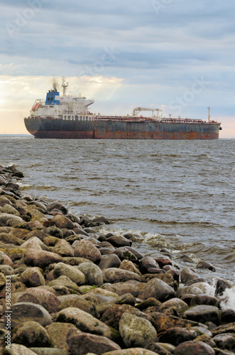The big ship goes to sea.