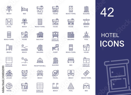 hotel icons set
