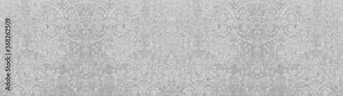 old grunge gray grey white vintage cement texture with floral seamless pattern print tiles wallpaper texture background banner panorama