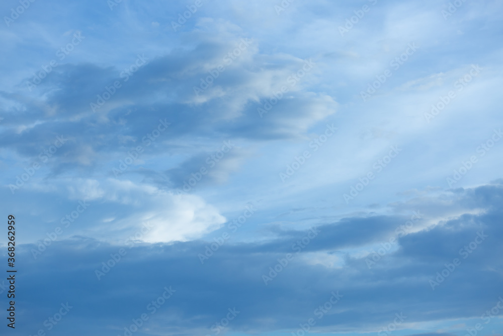 Blue sky background with tiny clouds.