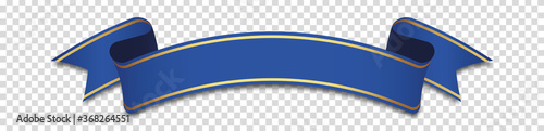 blue ribbon banner label on transparent background