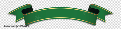 green ribbon banner label on transparent background