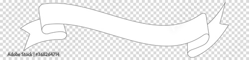 white ribbon banner label on transparent background