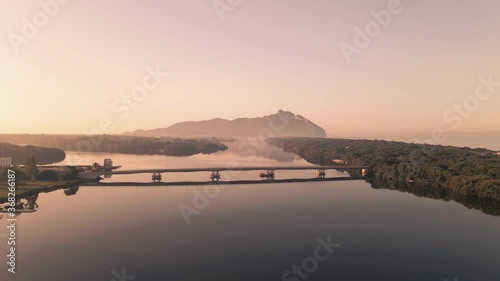 Sabaudia - Aerial view of beautiful italian lake.