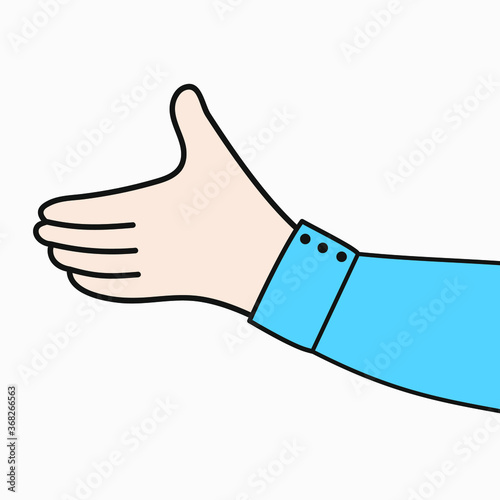 Outstretched male hand on a light background