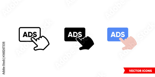 Post ads icon of 3 types. Isolated vector sign symbol.