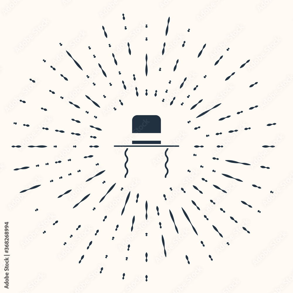 Grey Orthodox jewish hat with sidelocks icon isolated on beige