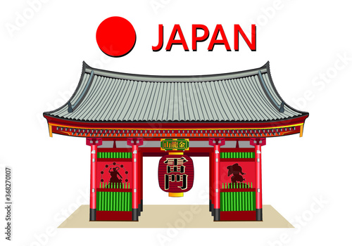 tokyo symbols asakusa temple gate drawing in vector