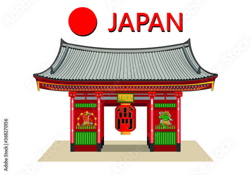 tokyo symbols asakusa temple gate drawing in vector