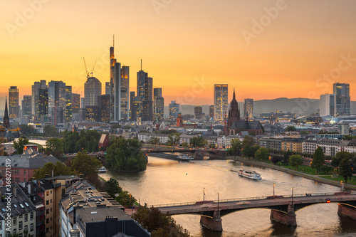 Frankfurt, Germany skyline over the Main River