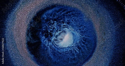 Blue Colorful Ink And Paint Liquid Reaction / Cosmos Nebula background / Supernova Black Hole 