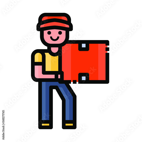 Delivery man service. Online order filled outline style. Food Delivery Icon design for application, website, poster, printing.