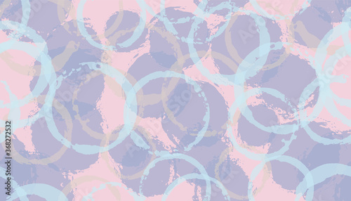 Distressed hand drawn circle stamps textile print. Circular splotch overlapping elements vector 