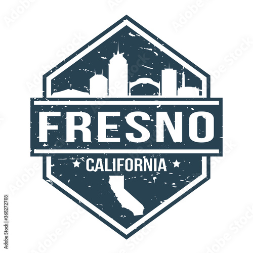 Fresno California Travel Stamp Icon Skyline City Design Tourism Badge Rubber.