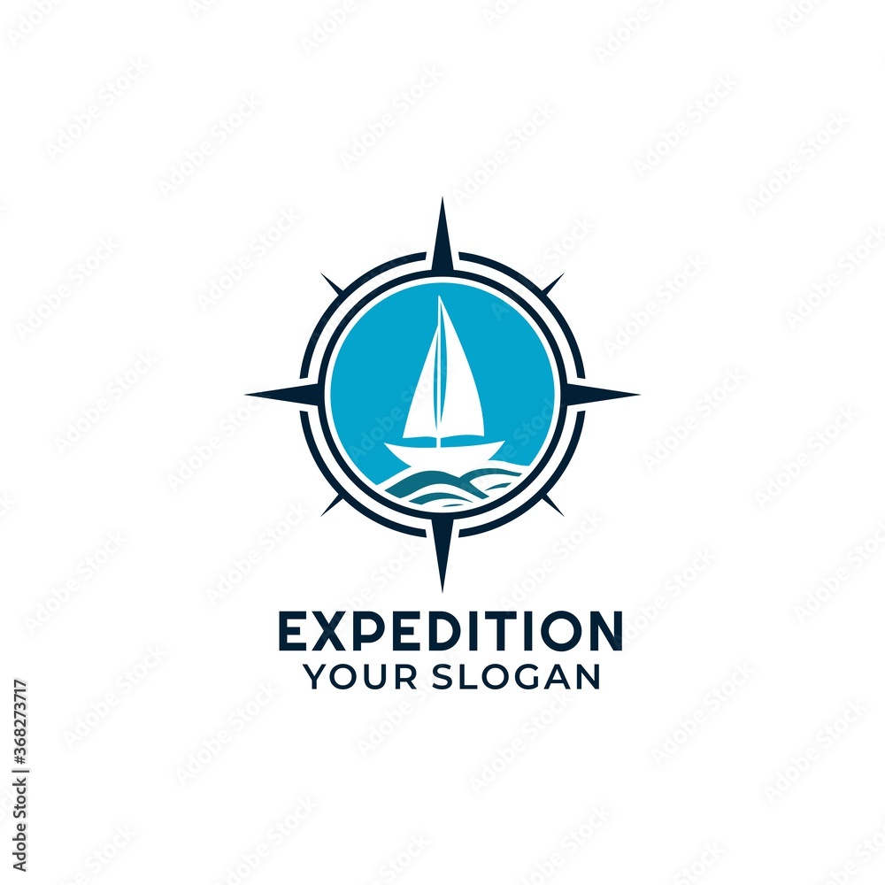 Ship and compass adventure / business logo vector Ship and compass adventure / business logo vector