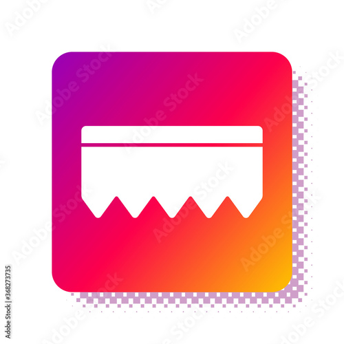 White Sponge with bubbles icon isolated on white background. Wisp of bast for washing dishes. Cleaning service logo. Square color button. Vector Illustration.