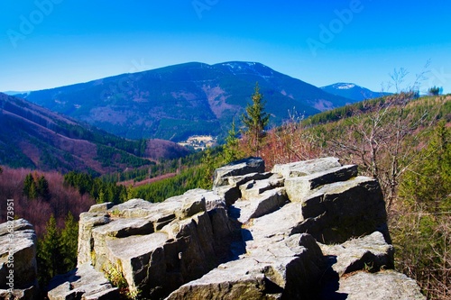 Beskydy. Smrk Mountain and Ostravice Valley from Lysa Mountain in Moravia in the Czech Republic. photo