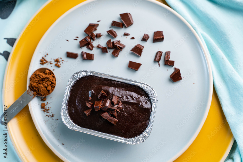 chocolate soft cake on plate chocolate soft cake on plate