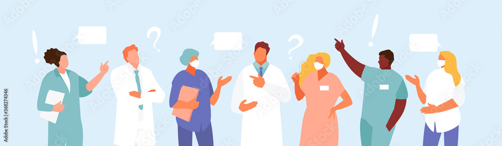 Group of doctors meeting and discussion vector characters Group of doctors meeting and discussion vector characters