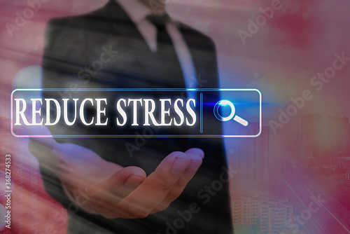 Word writing text Reduce Stress. Business photo showcasing to lessen the state of mental or emotional strain or tension Web search digital information futuristic technology network connection photo