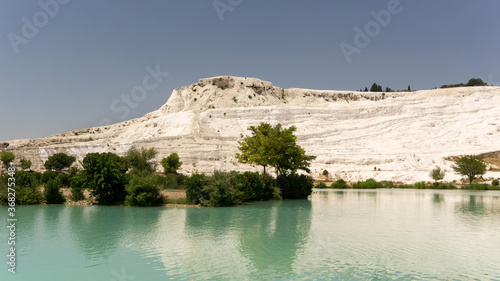 Bild auf Leinwand incredibly beautiful snow-white rock in pamukkale, summer