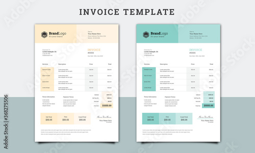 Creative and Minimal Invoice Design Template (ID: 368275506)