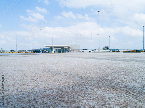 Low angle of empty top car park