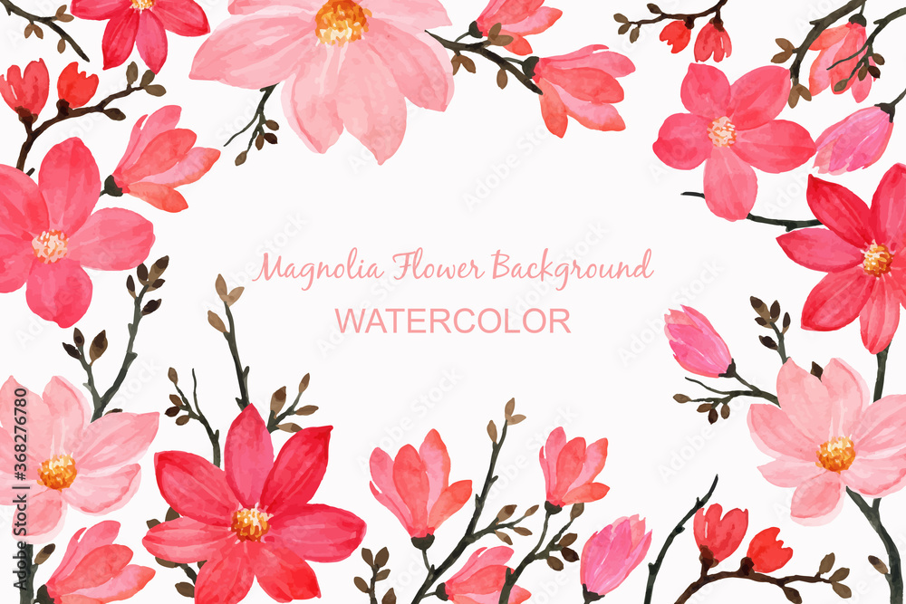 magnolia flower background with watercolor