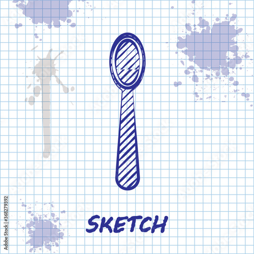 Sketch line Disposable plastic spoon icon isolated on white background. Vector Illustration.
