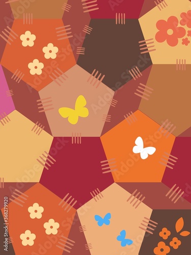 Patchwork blanket with flowers and butterflies 
