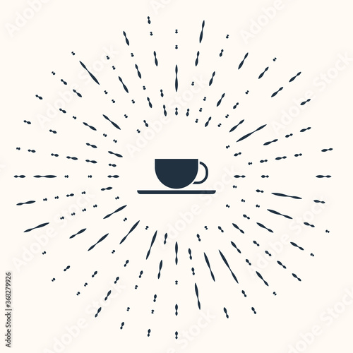 Grey Coffee cup icon isolated on beige background. Tea cup. Hot drink coffee. Abstract circle random dots. Vector Illustration.