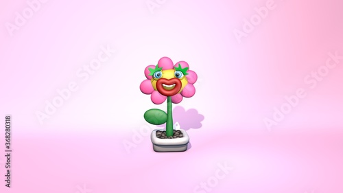 Bild auf Leinwand Bright 3D image of a flower in a pot
