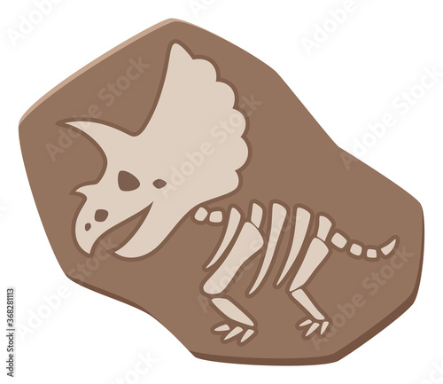 かわいい恐竜の化石のイラスト_トリケラトプス